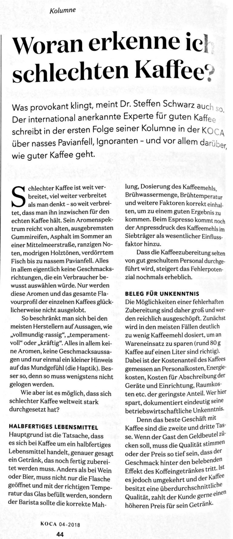 Woran erkenne ich schlechten Kaffee Mühle mahlen Mahlgrad Interview KOCA