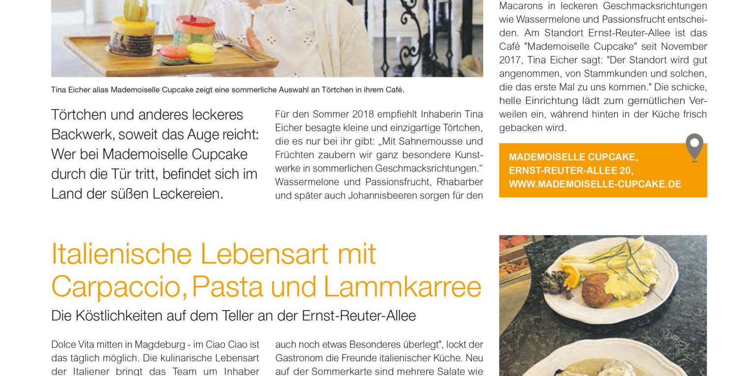 Wobau Zeitschrift meine Meile Torten Mademoiselle Cupcake Torte Café